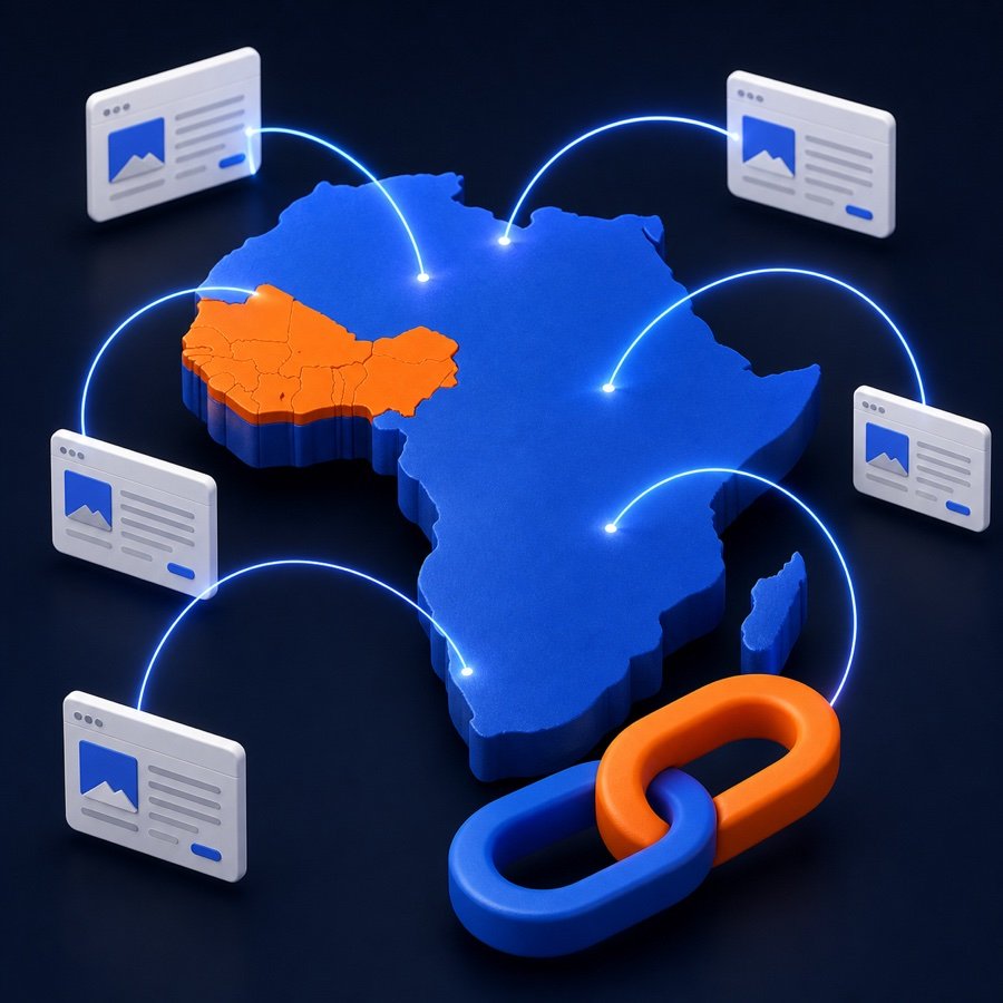 Réseau de backlinks Africa Netlinking reliant des sites à travers l'Afrique